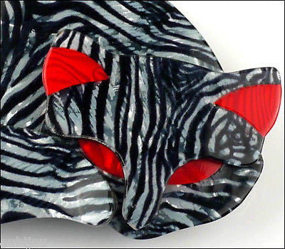 Lea Stein Gomina The Sleeping Cat Brooch Pin Grey Animal Print Gallery