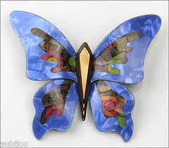 Lea Stein Elfe The Butterfly Insect Brooch Pin Blue Yellow Multicolor Front