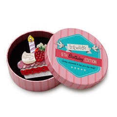 Erstwilder 5th Birthday Just One Slice Cake Brooch Pin Box