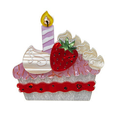 Erstwilder 5th Birthday Just One Slice Cake Brooch Pin Front