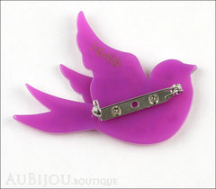 Erstwilder Bird Brooch Pin Fancie Jo Sparrow Pearly Purple Back