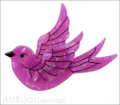Erstwilder Bird Brooch Pin Fancie Jo Sparrow Pearly Purple Front