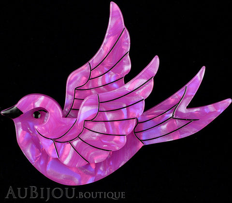 Erstwilder Bird Brooch Pin Fancie Jo Sparrow Pearly Purple Gallery