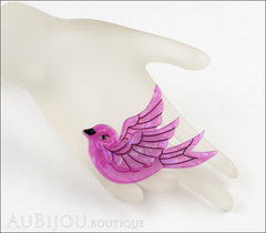 Erstwilder Bird Brooch Pin Fancie Jo Sparrow Pearly Purple Mannequin