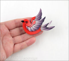 Erstwilder Bird Brooch Pin Fancie Jo Sparrow Red Grey Model