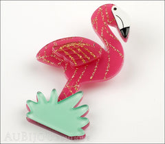 Erstwilder Bird Brooch Pin Flamboyant Flamingo Funk Fuchsia Gold Side
