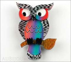 Erstwilder Bird Brooch Pin Howards Hoot Owl Grey Multicolor Front
