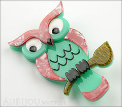 Erstwilder Bird Brooch Pin Howards Hoot Owl Pink Green Side