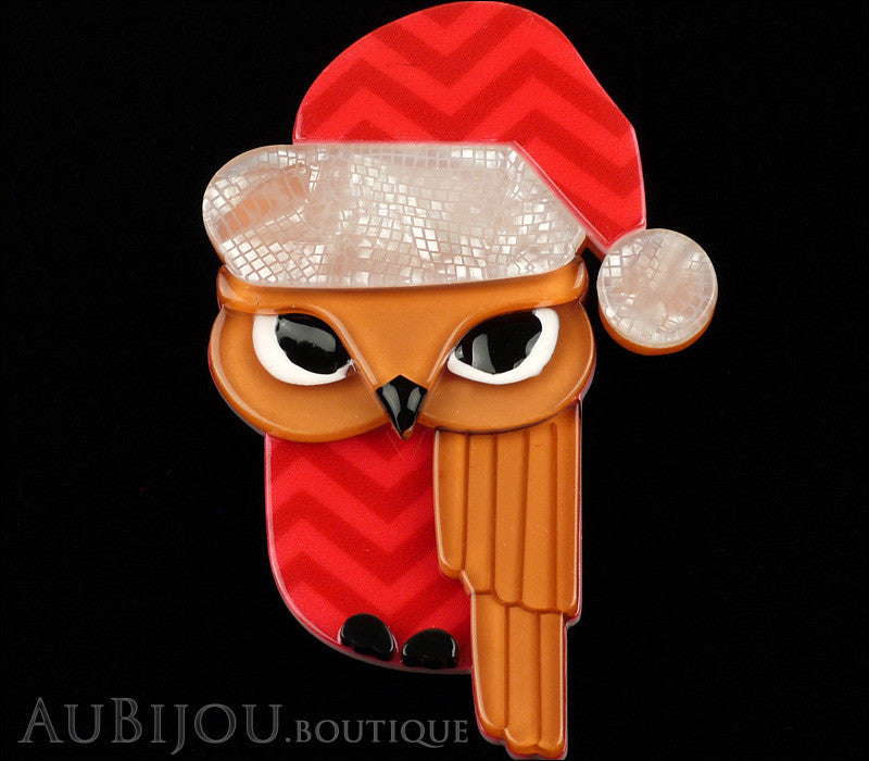 Erstwilder Bird Brooch Pin Senor Santa Hat Owl Red AuBijou Boutique