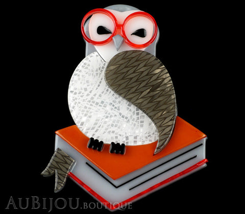 Erstwilder Bird Brooch Pin Studious Snow Owl Orange Gallery