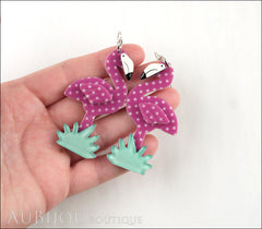 Erstwilder Bird Earrings Flamboyant Flamingo Funk Purple Polka Dot Model