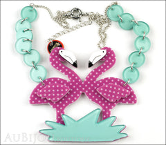 Erstwilder Bird Necklace Flamboyant Flamingo Funk Purple Polka Dot Front