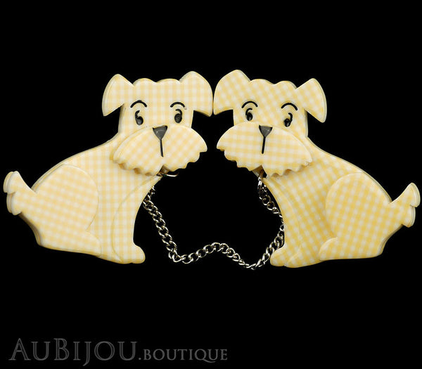 Erstwilder Brooch Double Pin Henry’s Delightful Duo Dog Yellow Gallery