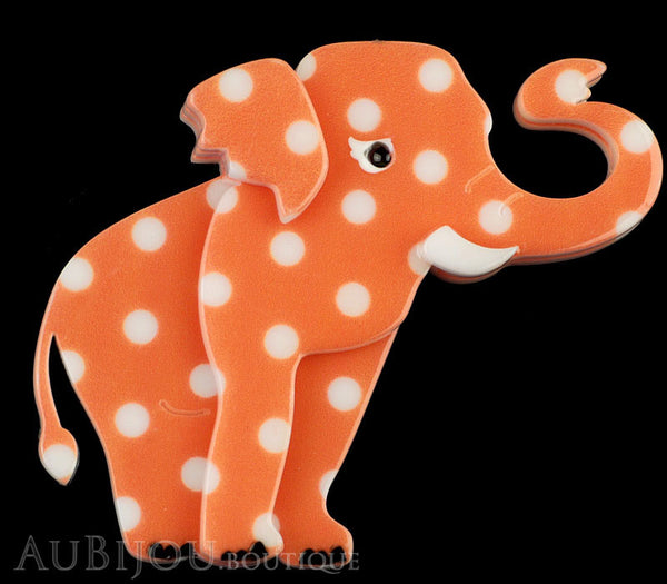 Erstwilder Brooch Pin Alice the Elephant Orange White Polka Dot Gallery