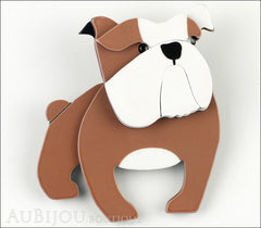 Erstwilder Brooch Pin Boof Bulldog Dog  Chocolate White Front