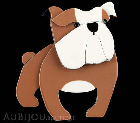 Erstwilder Brooch Pin Boof Bulldog Dog  Chocolate White Gallery