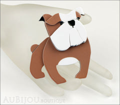 Erstwilder Brooch Pin Boof Bulldog Dog  Chocolate White Mannequin