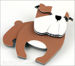 Erstwilder Brooch Pin Boof Bulldog Dog  Chocolate White Side
