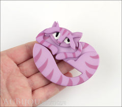 Erstwilder Brooch Pin Cheeky Cheshire Cat Purple Model
