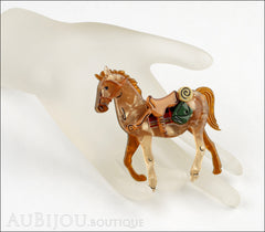 Erstwilder Brooch Pin Giddy Up Horse Peach Amber Mannequin