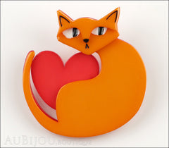 Erstwilder Brooch Pin Linda Love Cat Orange Red Front