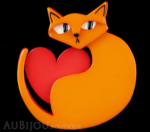 Erstwilder Brooch Pin Linda Love Cat Orange Red Gallery