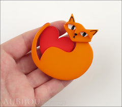 Erstwilder Brooch Pin Linda Love Cat Orange Red Model