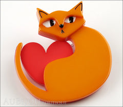 Erstwilder Brooch Pin Linda Love Cat Orange Red Side