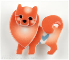 Erstwilder Brooch Pin Pamela Pomeranian Dog Orange Front