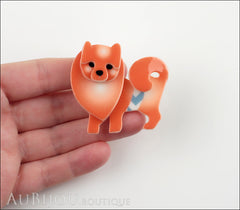 Erstwilder Brooch Pin Pamela Pomeranian Dog Orange Model