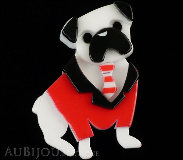 Erstwilder Brooch Pin Pete The Pug Dog White Red Gallery