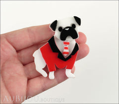 Erstwilder Brooch Pin Pete The Pug Dog White Red Model