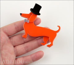 Erstwilder Brooch Pin Pierre and the Dancing Hat Dachshund Dog Red Model