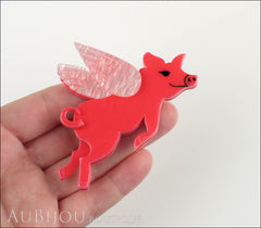 Erstwilder Brooch Pin Pigs Can Fly Red Pearly White Model