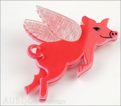 Erstwilder Brooch Pin Pigs Can Fly Red Pearly White Side