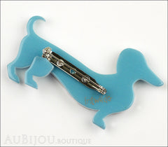 Erstwilder Brooch Pin Samuel the Silly Sausage Dachshund Dog Blue Back