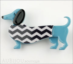 Erstwilder Brooch Pin Samuel the Silly Sausage Dachshund Dog Blue Front