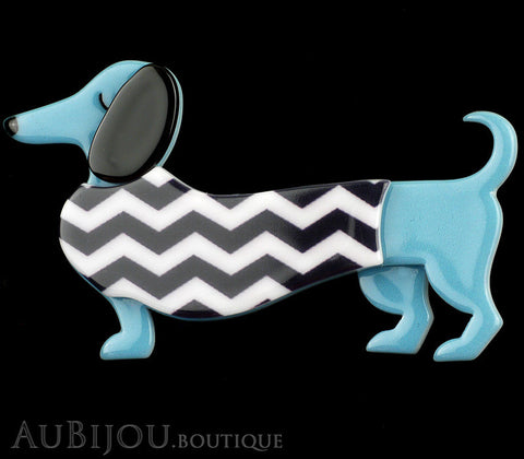 Erstwilder Brooch Pin Samuel the Silly Sausage Dachshund Dog Blue Gallery