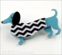 Erstwilder Brooch Pin Samuel the Silly Sausage Dachshund Dog Blue Side