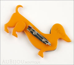 Erstwilder Brooch Pin Samuel the Silly Sausage Dachshund Dog Orange Back