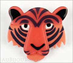 Erstwilder Brooch Pin Taj the Tiger Orange Red Black Front