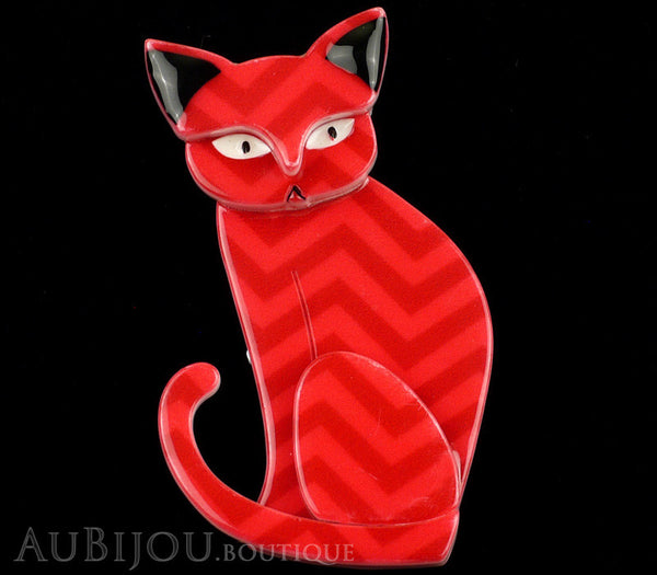 Erstwilder Brooch Pin Thomas Taffy Cat Red Chevron Gallery