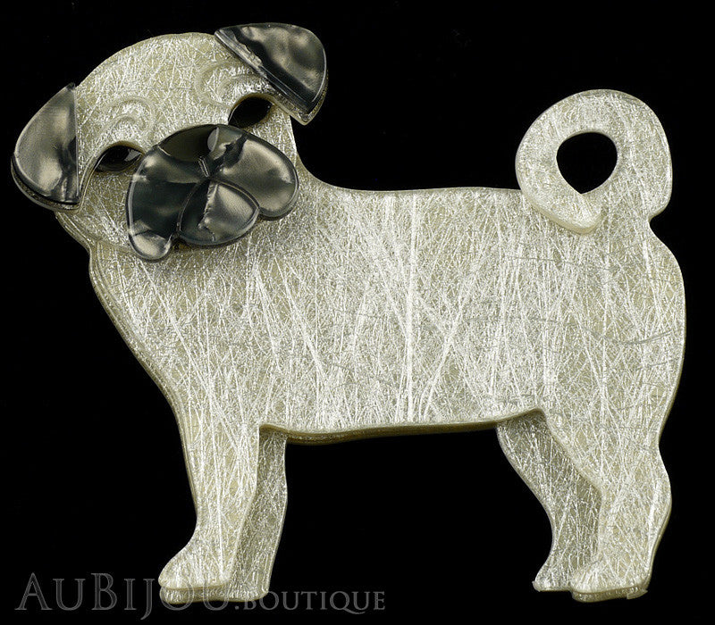 Erstwilder Dog Brooch Pin Pebbles The Pug Silver Grey Gallery