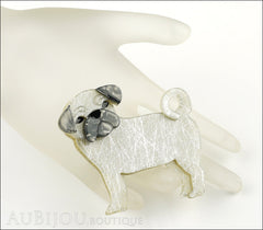 Erstwilder Dog Brooch Pin Pebbles The Pug Silver Grey Mannequin