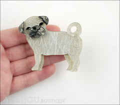 Erstwilder Dog Brooch Pin Pebbles The Pug Silver Grey Model