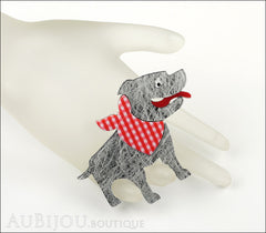Erstwilder Dog Pin Brooch Staffy Stan Staffordshire Terrier Silver Grey Red Mannequin