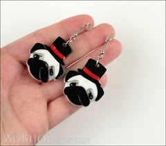 Erstwilder Earrings Don The Dapper Pug Dog White Black Model