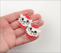 Erstwilder Earrings Farrah the French Kitty Cat White Red Model