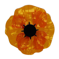 Erstwilder Flower Pin Brooch Poppy Field Orange Black Front