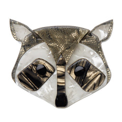 Erstwilder Masked Trickster Raccoon Brooch Pin Front